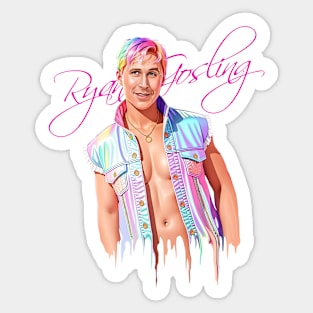 movie 2023 Ryan Gosling graphic illustration design by ironpalette Sticker